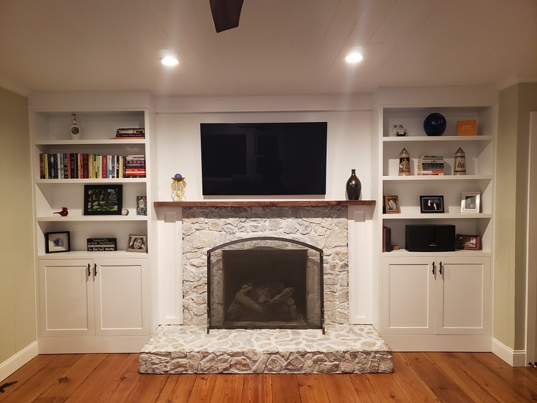 Fireplace built-in cabinets after